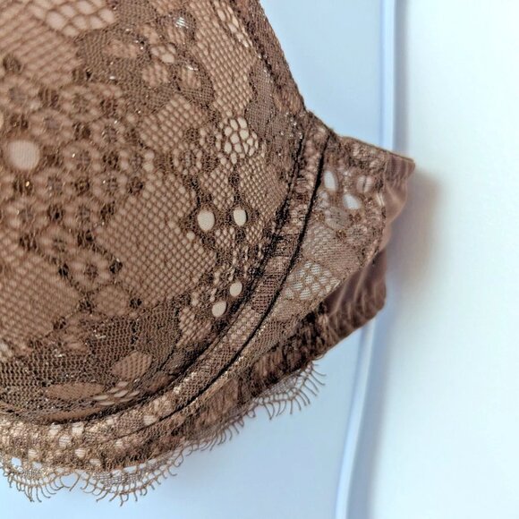 Victoria's Secret Dream Angels 36 D Lined Demi Brown Lace Bra - Picture 6 of 11